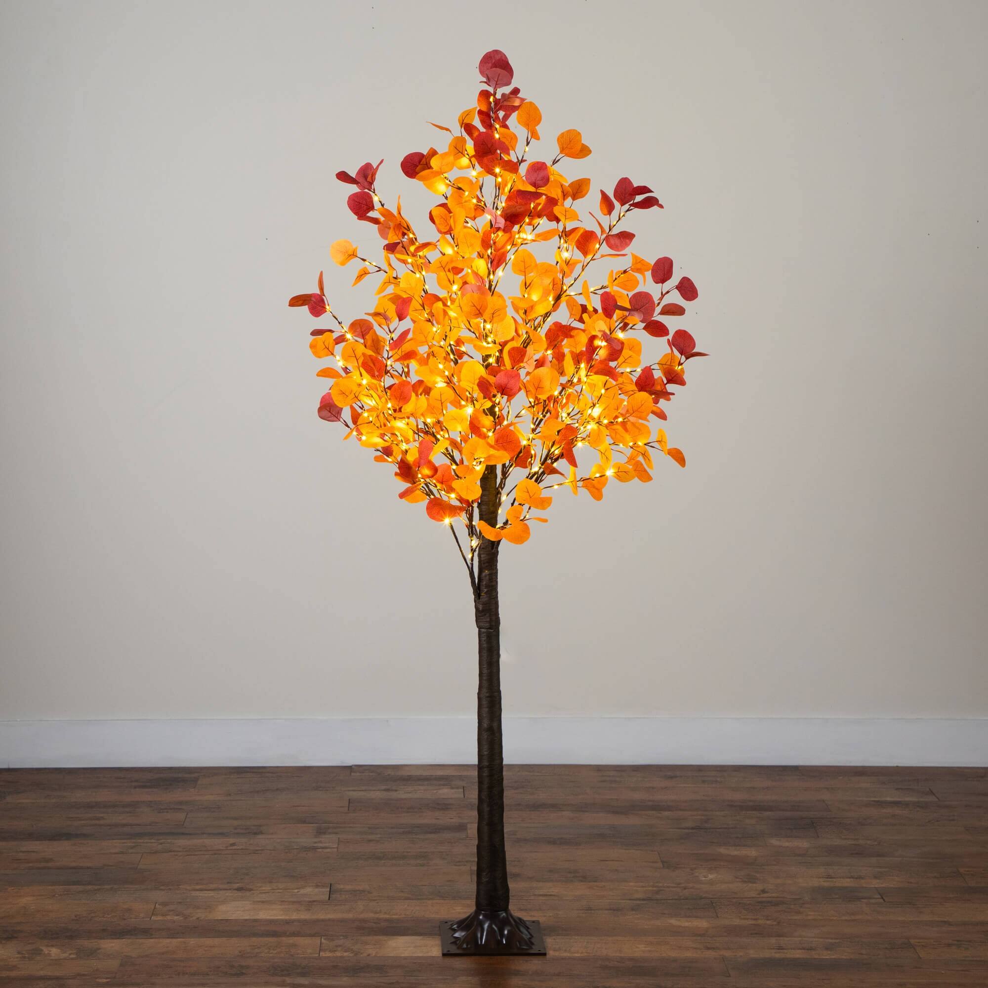 6ft. Pre-Lit Bright Autumn Eucalyptus Artificial Fall Tree with 420 Warm White LED Lights